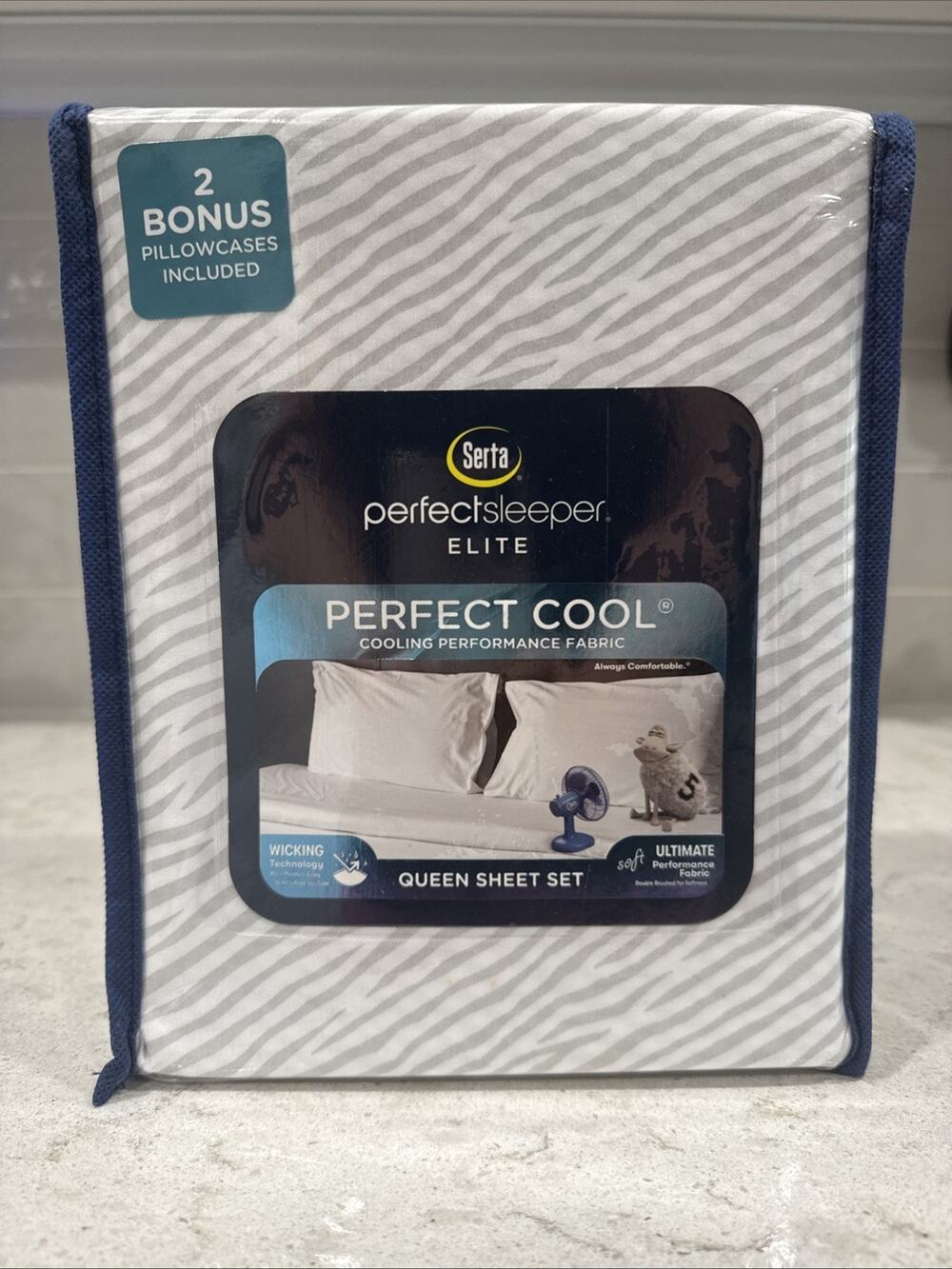 6 Pc Queen ANIMAL Serta Perfect Sleeper Elite Prochill Cool Fabric Sheet Set Gry